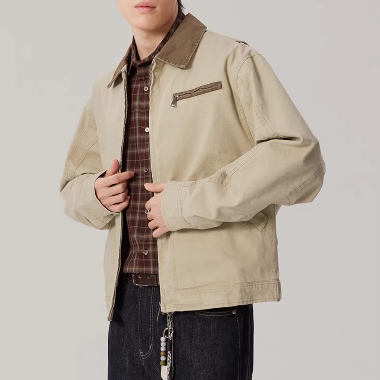 ボタンフロント ヒップ丈ジャケット af0416