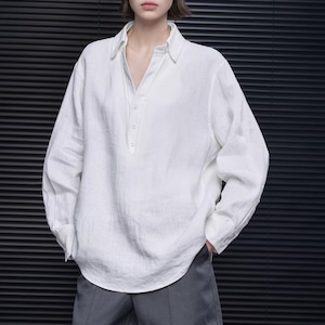 リネンフェイクレイヤードシャツ ・20973 リネンフェイクレイヤードシャツ ・20973