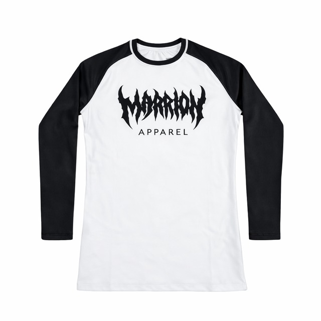 MARRION APPAREL LEGACY LOGO LONG RASH GUARD (White×Black×White)