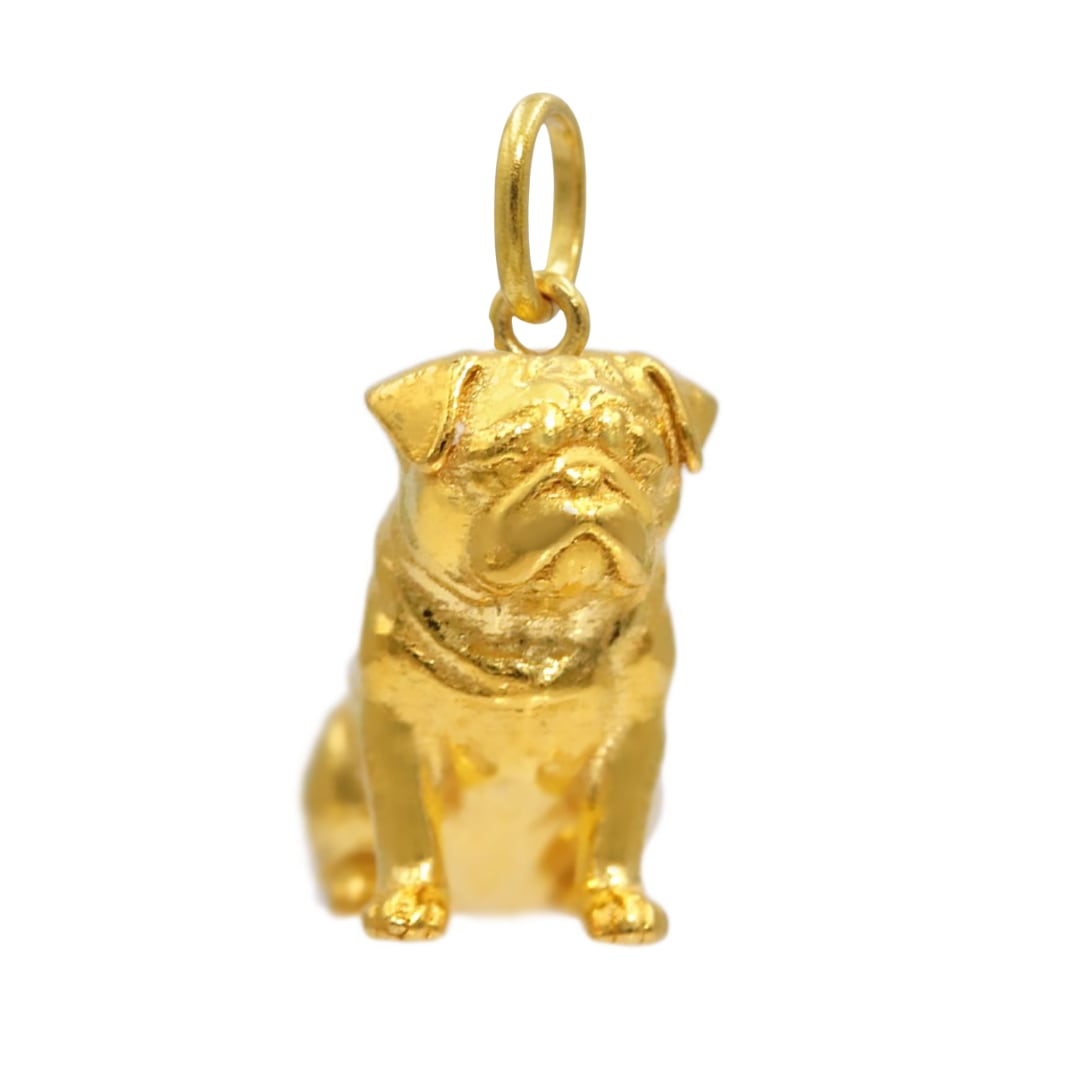 純金 約1g パグ ペンダントトップ JUNGOLD 指先サイズの芸術品