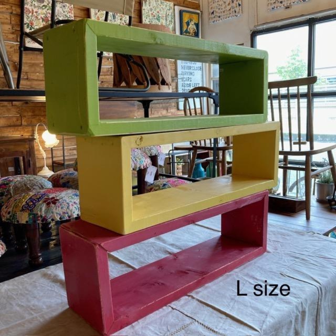 TOPANGA Furniture　カラフルウッドボックス　Mサイズ／イエローA