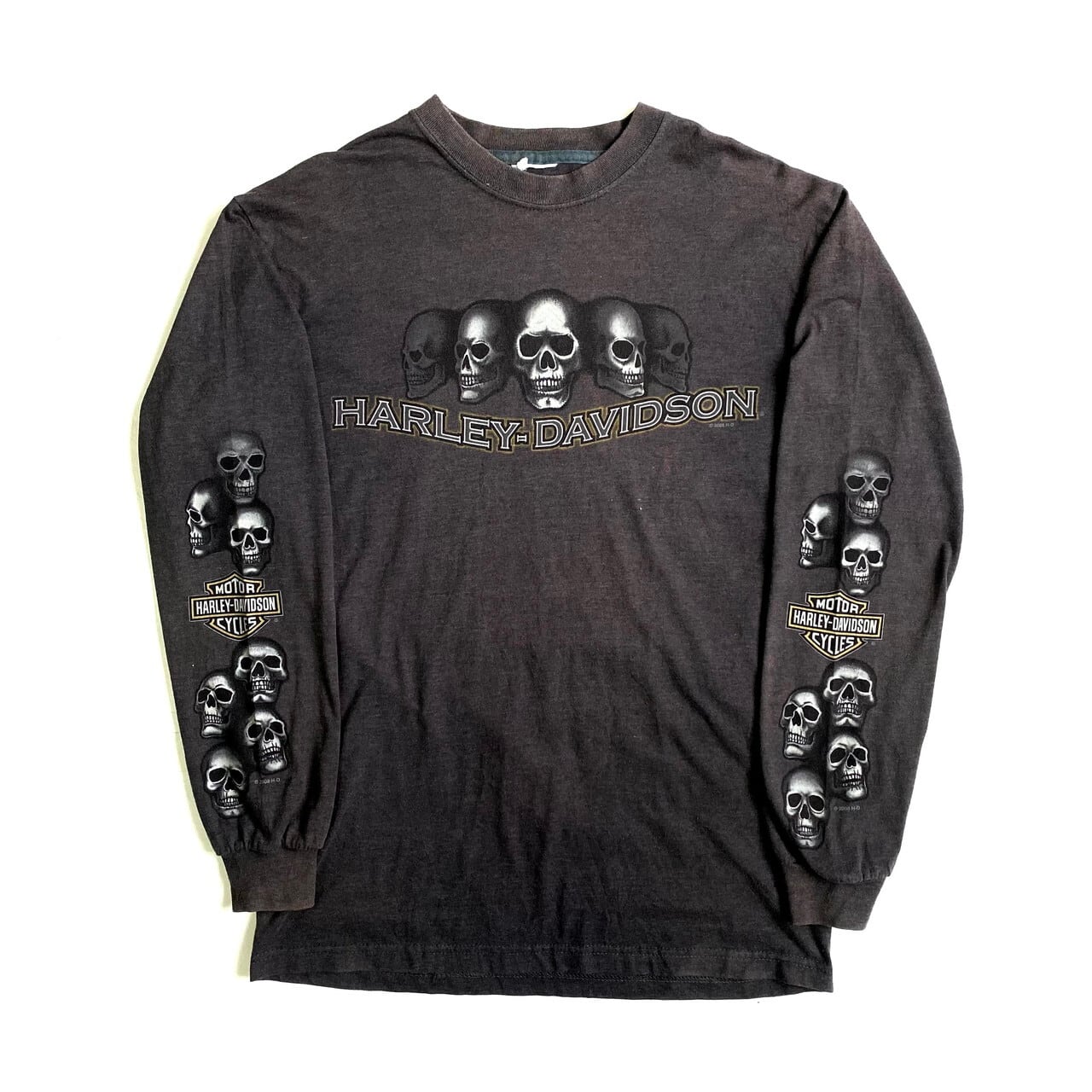 Harley-Davidson ハーレーダビッドソン スカル 両面プリント ロングT 