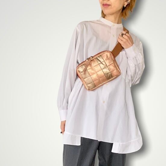 ZOZOTTE quilting leather waistbag/キルティング レザーウエストバッグ/ピンクゴールド系