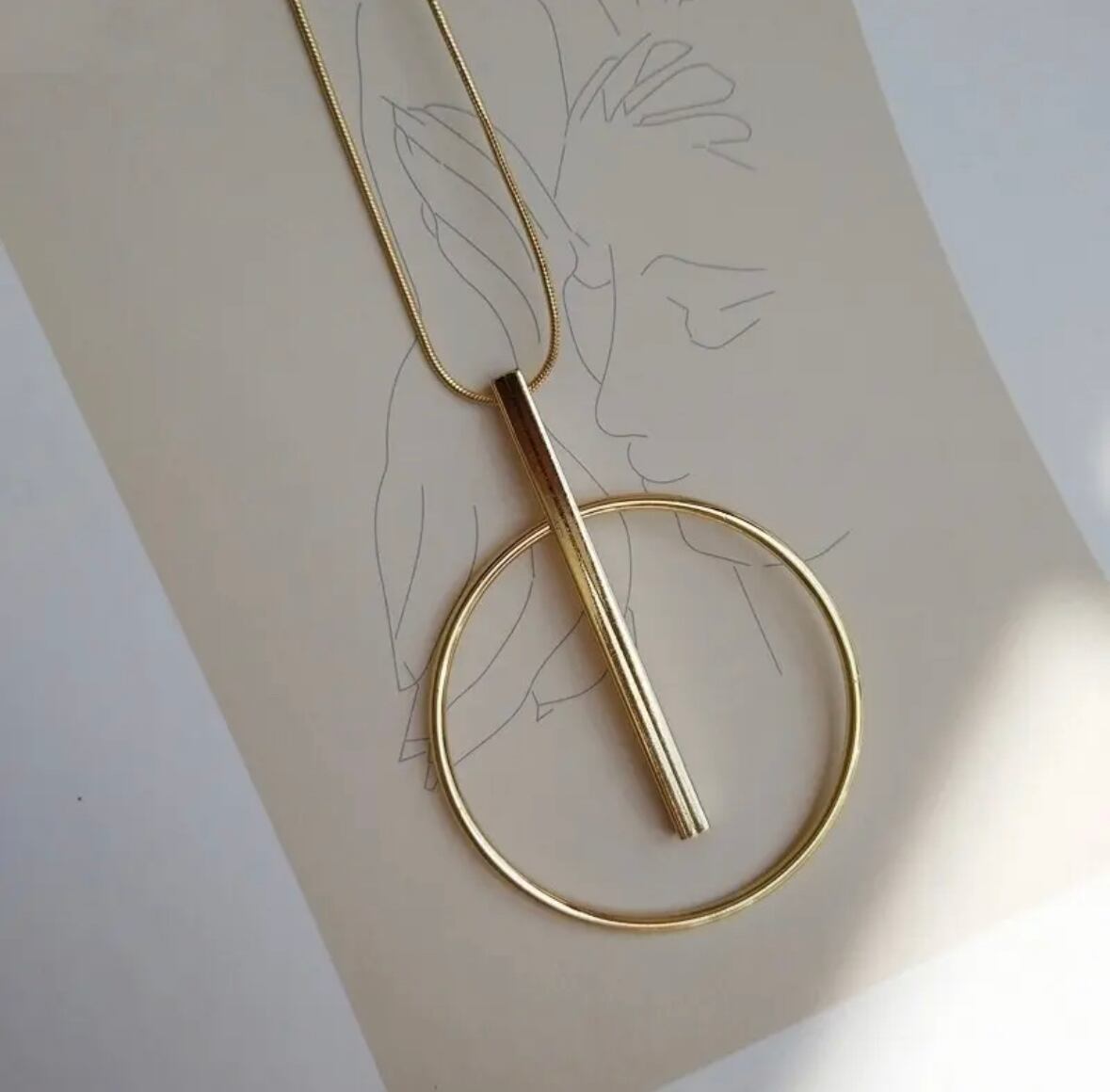 金アレ対応 316L モダンリングネックレス (0233)