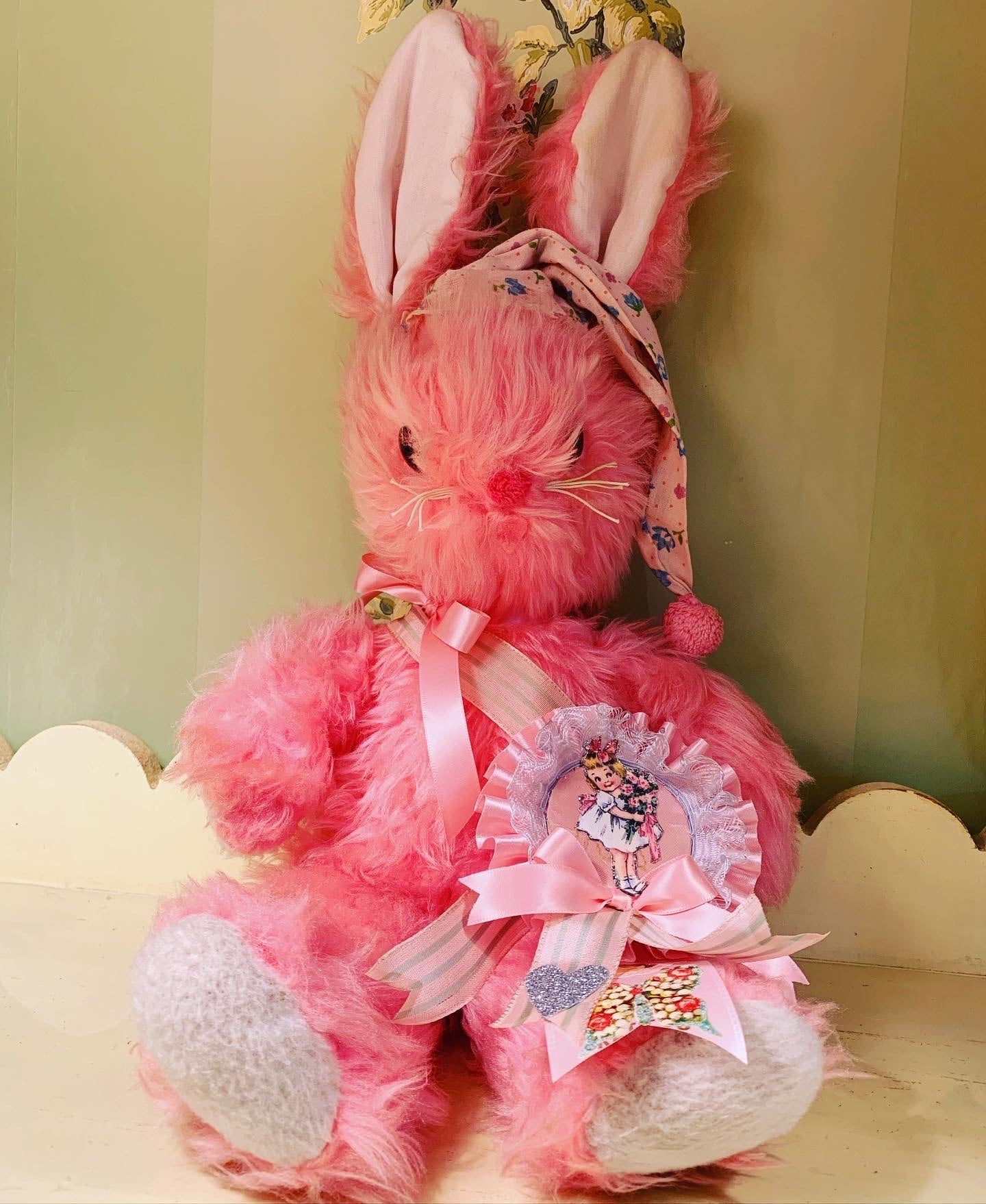 ウサギの人形 ピンクのドレス ヴィンテージピンクウサギ (211101) | Baby Ribbon