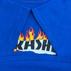 【THRASHER】フレイムロゴ Tシャツ スラッシャー スケボー ボード LARGE プリント ブルー 半袖 夏物 US古着