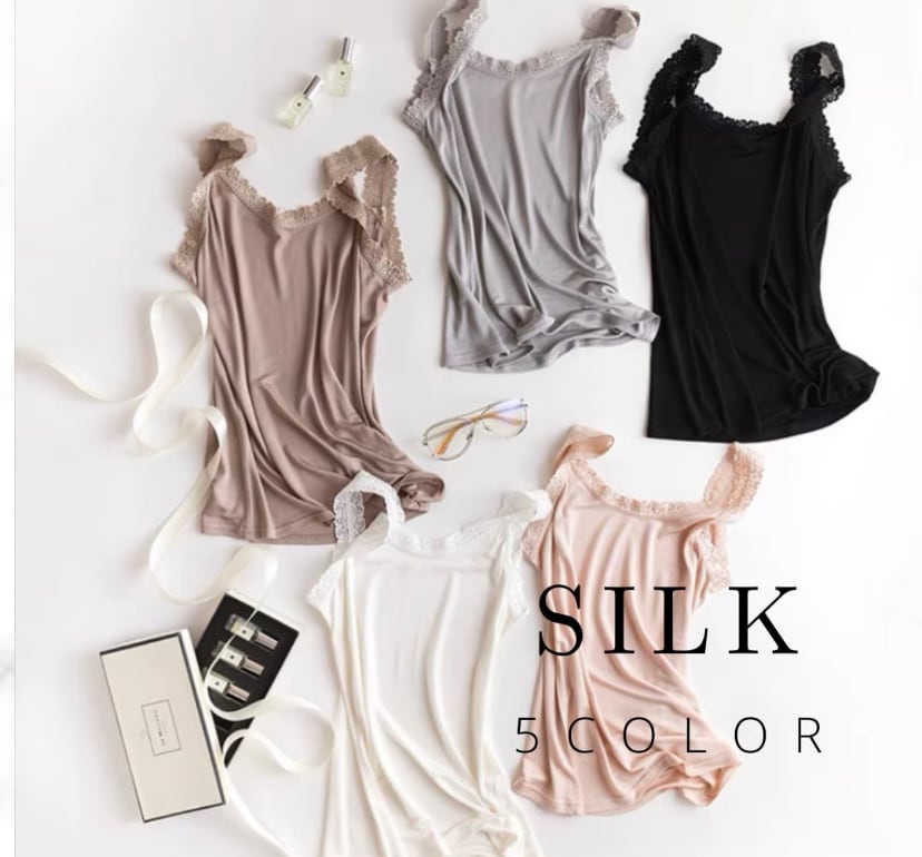【2点以上購入特別価格】 【silk】【5color】Lace Tank top s133