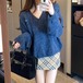 8色／Vネックワンポイントニット ・74731