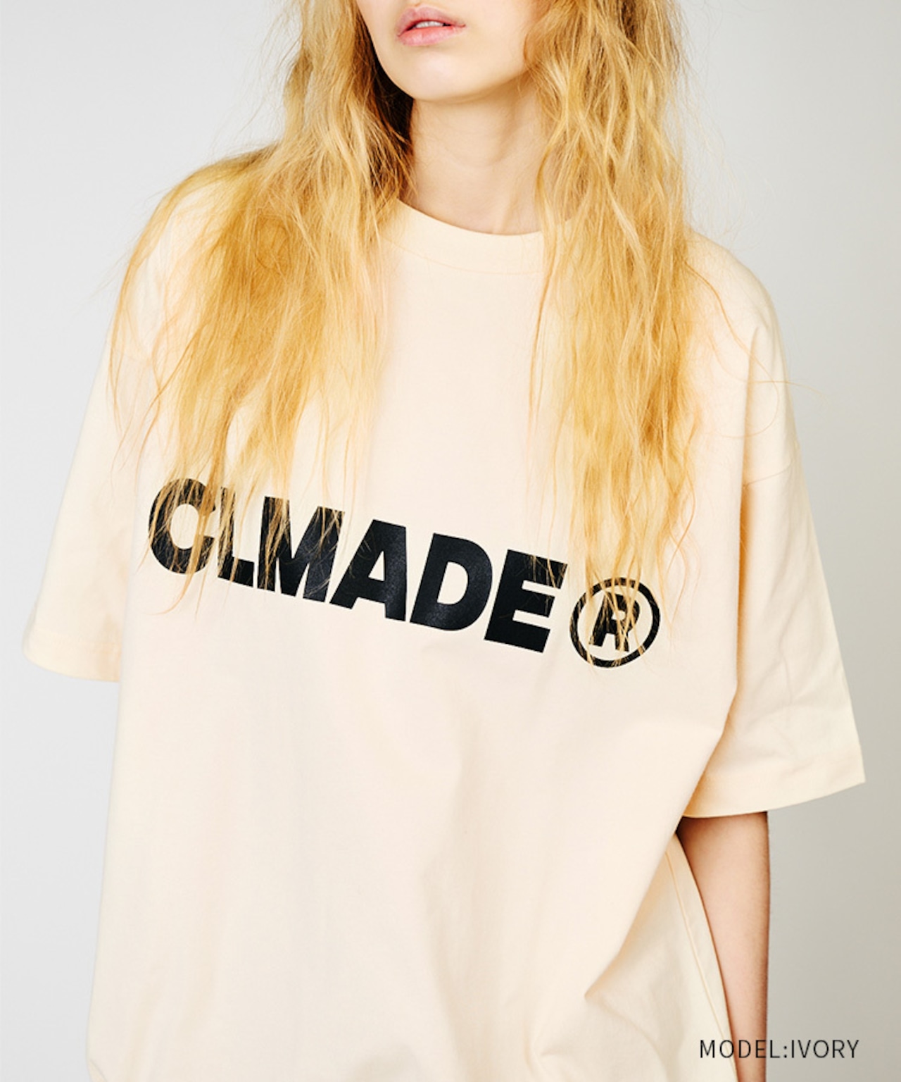 ロゴプリントドローコードルーズTシャツ (IVORY) CQ-48039