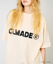 ロゴプリントドローコードルーズTシャツ (IVORY) CQ-48039