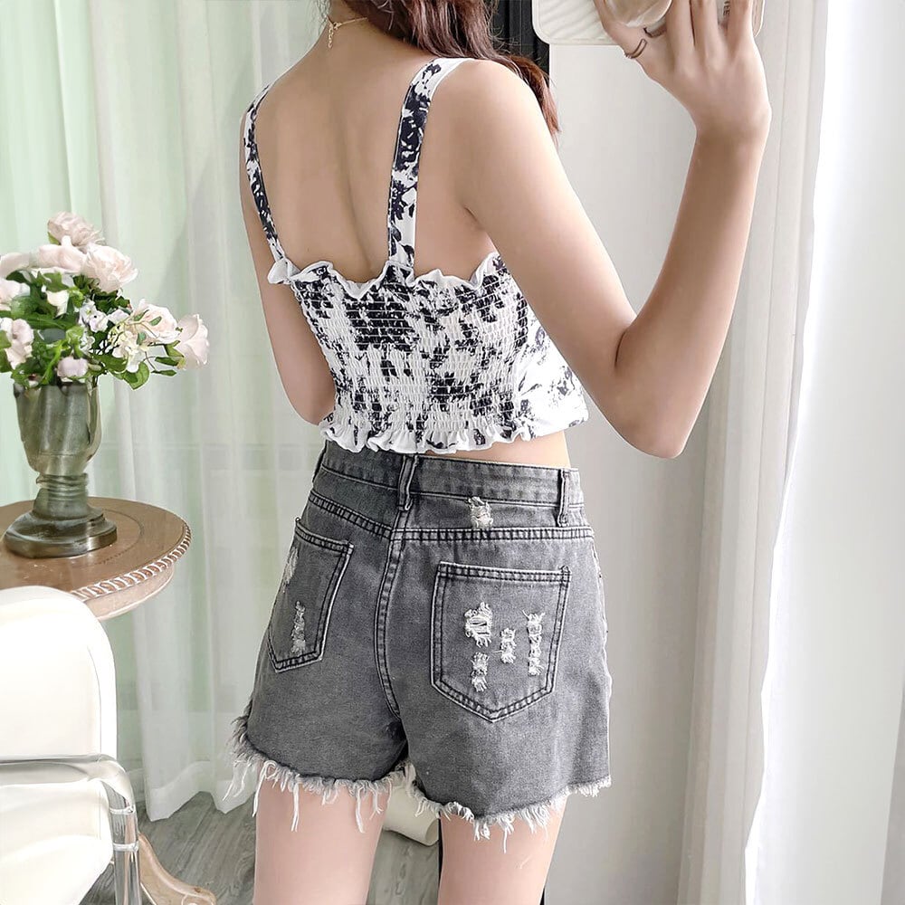 タイダイ柄 キャミソール レディース カップ付き 韓国 インナー トップス おしゃれ 大人 かわいい ショート丈 へそ出し カジュアル 水墨柄 大人可愛い 大人女子