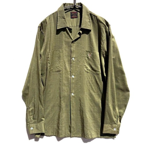 Wings Vintage Open Collar Shirt with Embroidered Emblem (1960s-)