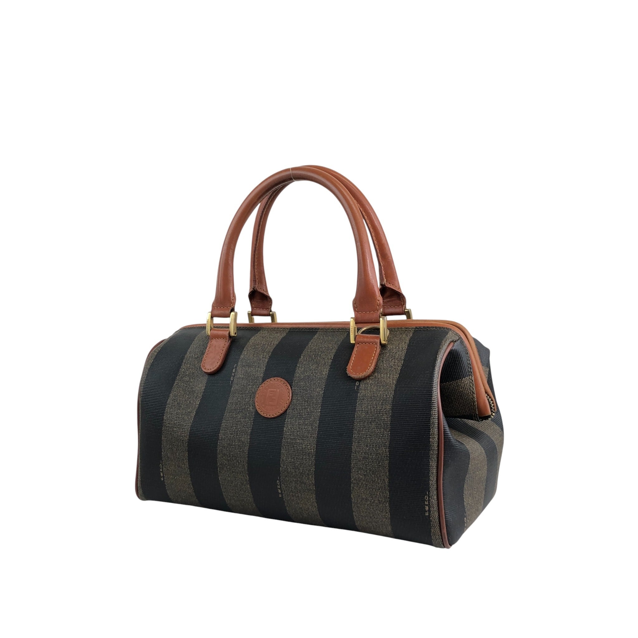 FENDI フェンディ ぺカン ショルダーバッグ ブラウン FFロゴ PVCレザー