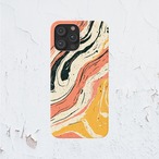 受注生産 iPhoneケース オレンジと黒の流線マーブル｜墨流し風 MARB058A