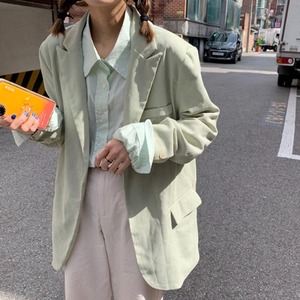 【送料無料】テーラードジャケット 春コート 羽織 ビッグシルエット 春カラー パステル 大人可愛い フェミニン ガーリー 無地 ベーシック シンプル レトロ カジュアル お出かけ デート 普段使い デイリー 通勤 着回し OT-096IU