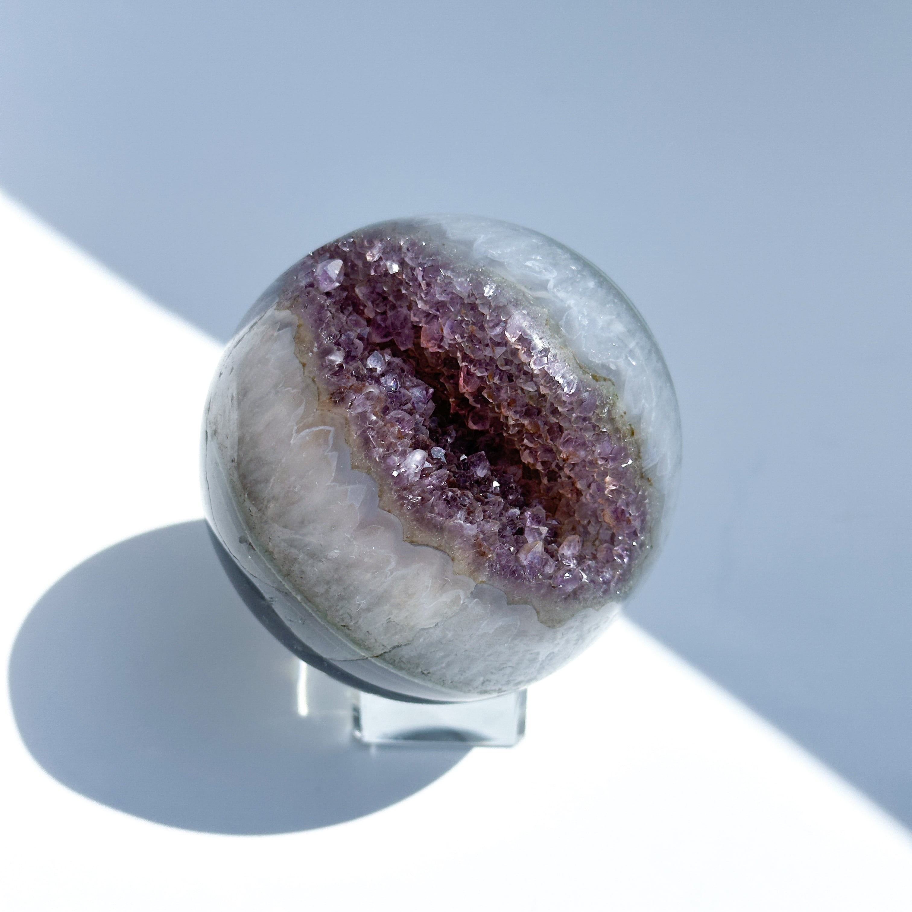 ウルグアイ産アゲート×アメジスト スフィア(丸玉)52◇Agate×Amethyst ◇天然石・パワーストーン・インテリア