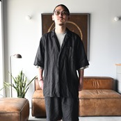 山内 / 黒染ヘンプツイル・ショートスリーブテーラードカラーシャツ