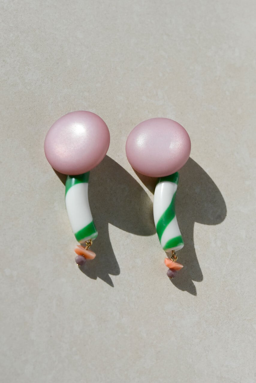 ピアス:手製ガラス&ドイツアクリル「好きな帰り道」