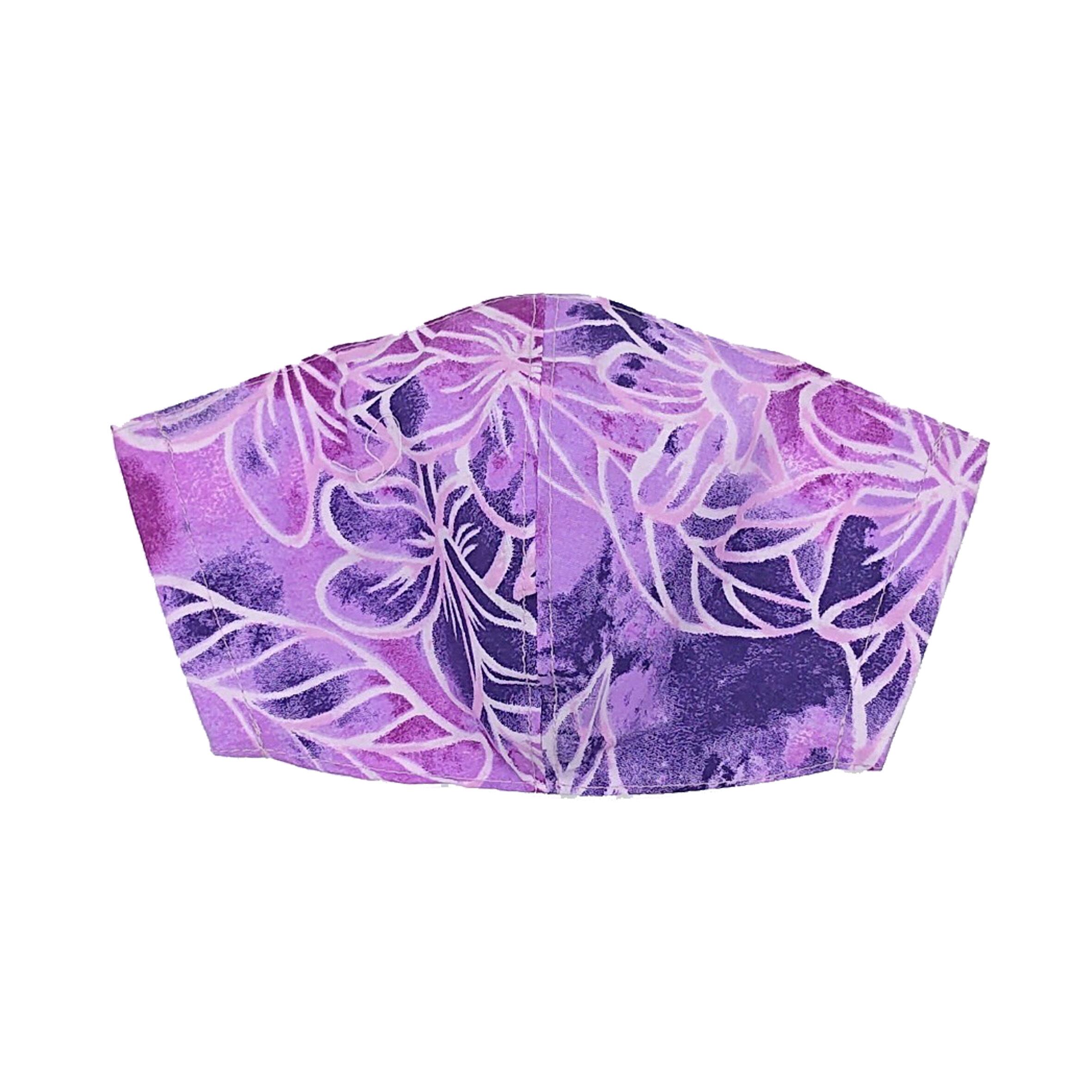 ハワイアン布マスクm130タイダイプルメリアパープル