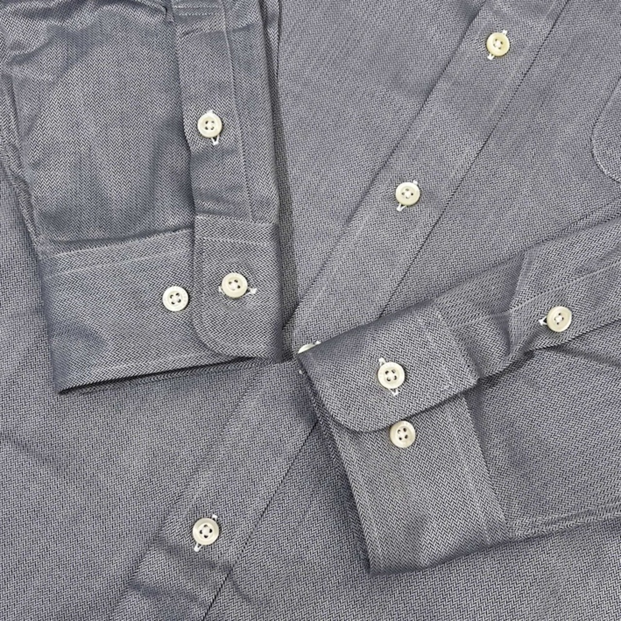 TRUSSARDI トラサルディ ヘリンボーン風 デザイン バンドカラー 長袖シャツ L-84/メンズ ビンテージ