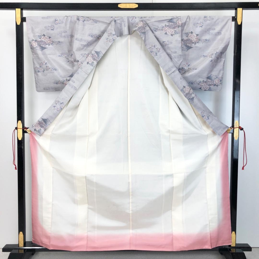 本場大島紬 白大島 藤絹織物 都喜エ門 証紙付 花盛の園 小町鼠色