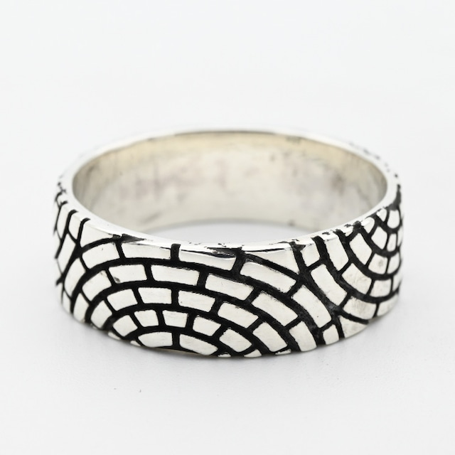 Brick Design Wide Band Ring #25.5 / Denmark