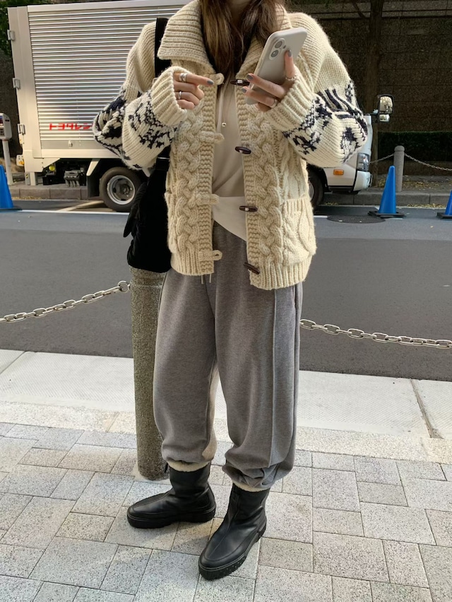 (予約) mellounge / Jagd color blocking cowichan cardigan 2color