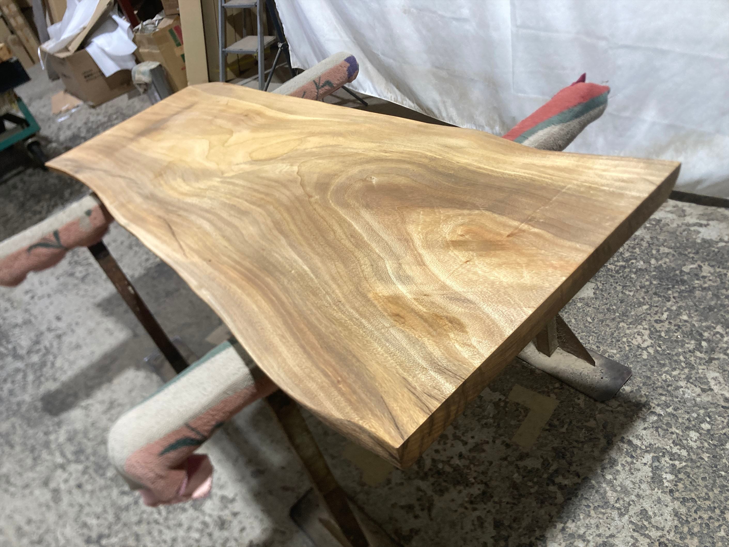 クス9236 楠 一枚板無垢材 1460x450‐600x46mm ダイニングテーブル ロー