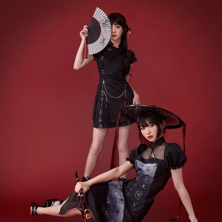 ゴスロリ通販 With U ゴシック ロリィタ チャイナドレス ミニ丈 レース