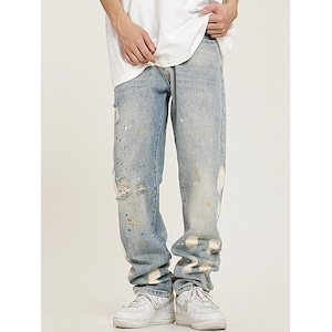 【DRIP0392】D/B Splash Ink Washed Torn Denim