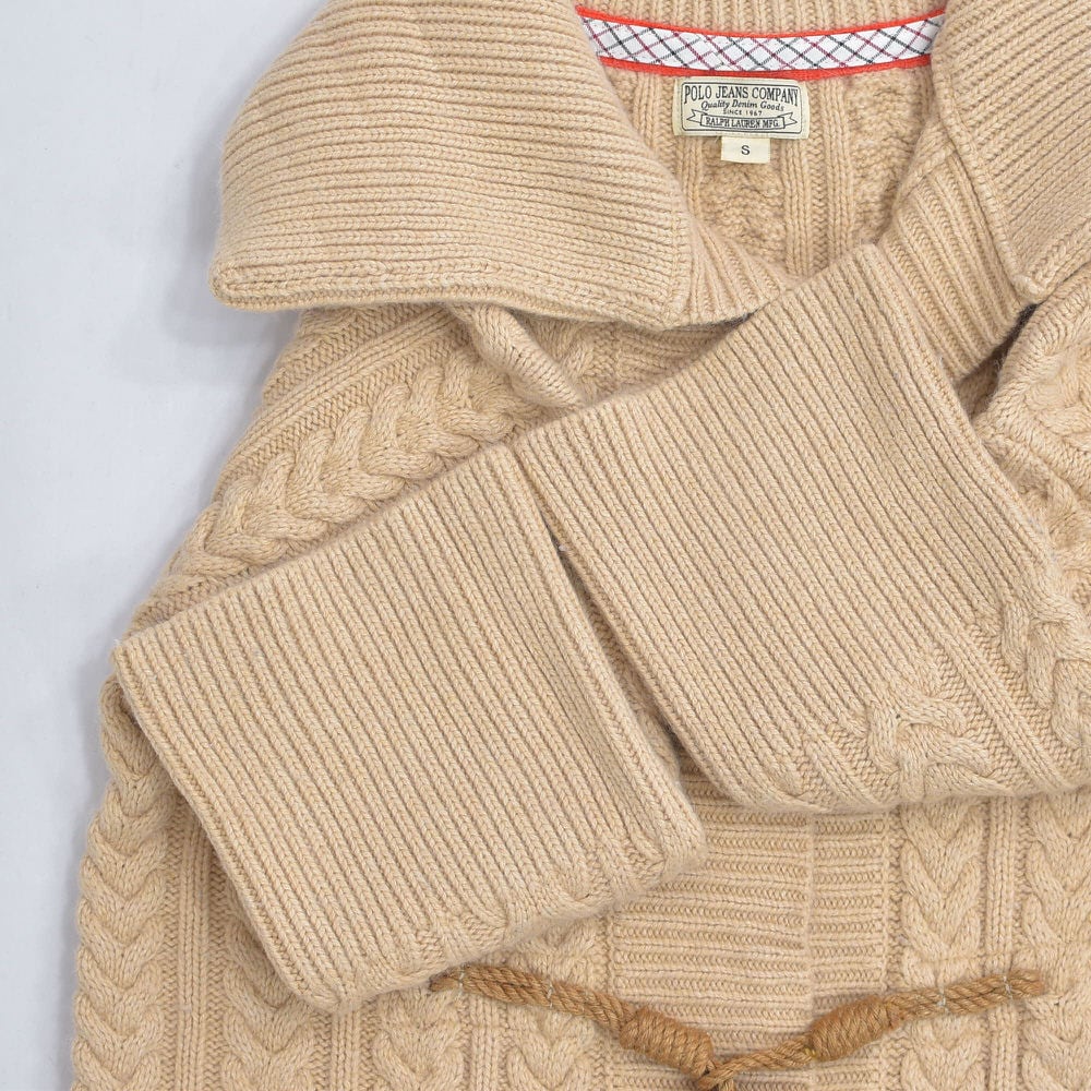 90s～ ベージュ　Mサイズ ラルフローレン　ニットコート　カーディガン POLO カーディガン アウター コート ニット COMPANY JEANS トップス