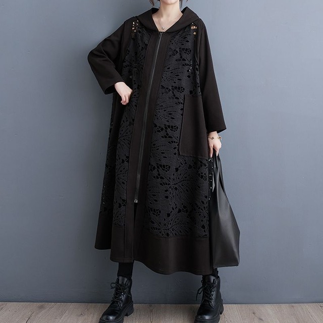 ボタニカル カットワーク フーディコート  00267