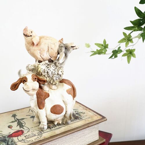 置物 おしゃれ アニマル ファーム ウシ ひつじ ブタ オブジェ インテリア オーナメント 雑貨屋リエット