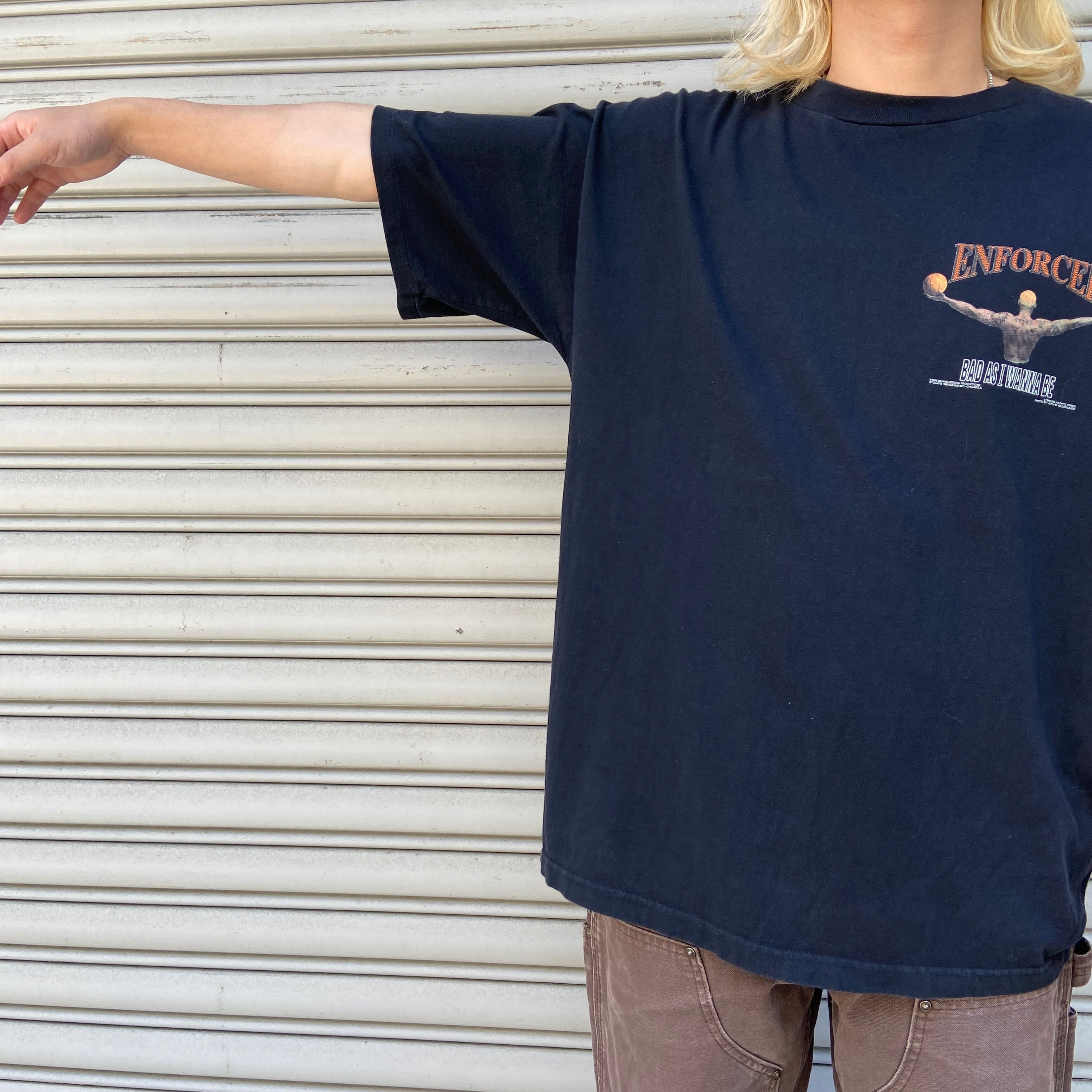90s USA デニスロッドマン NBA ブルズ 両面プリントTシャツ 黒 XL