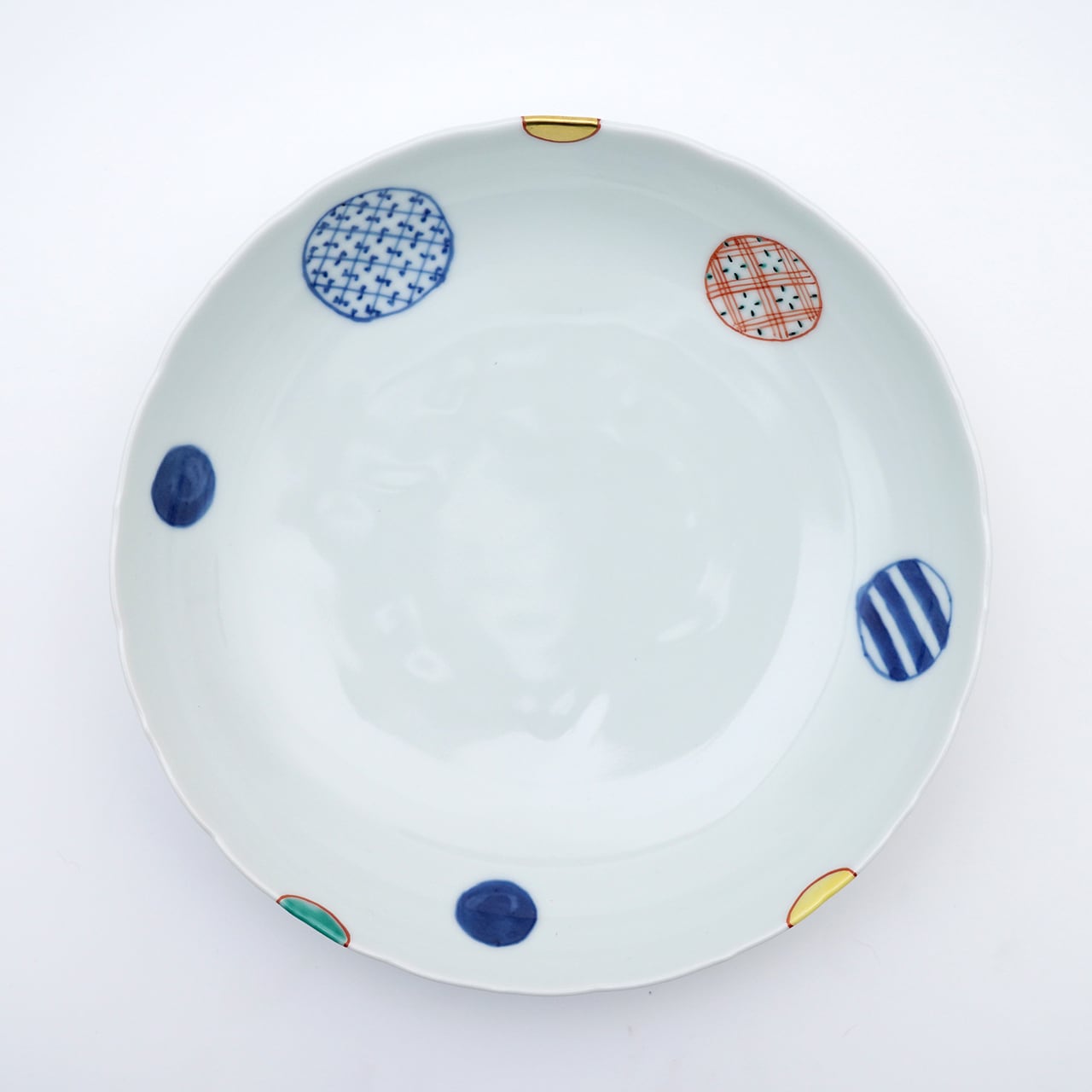 天啓花蝶　8寸　段付丸皿　5枚セット 天啓花蝶 8寸 段付丸皿 5枚セット 染錦地紋丸