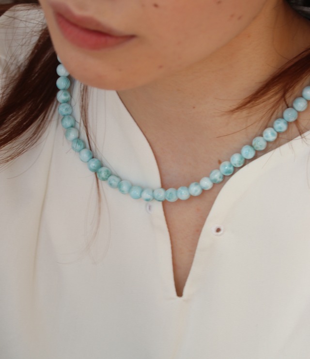 Larimar＆Coral Necklace SV925 / AL-011