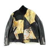 【bomber14】再構築ボンバー KIMONO × leather MIX BOMBER JACKET
