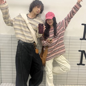 longroad全2色ベーシック横縞柄長袖Tシャツ