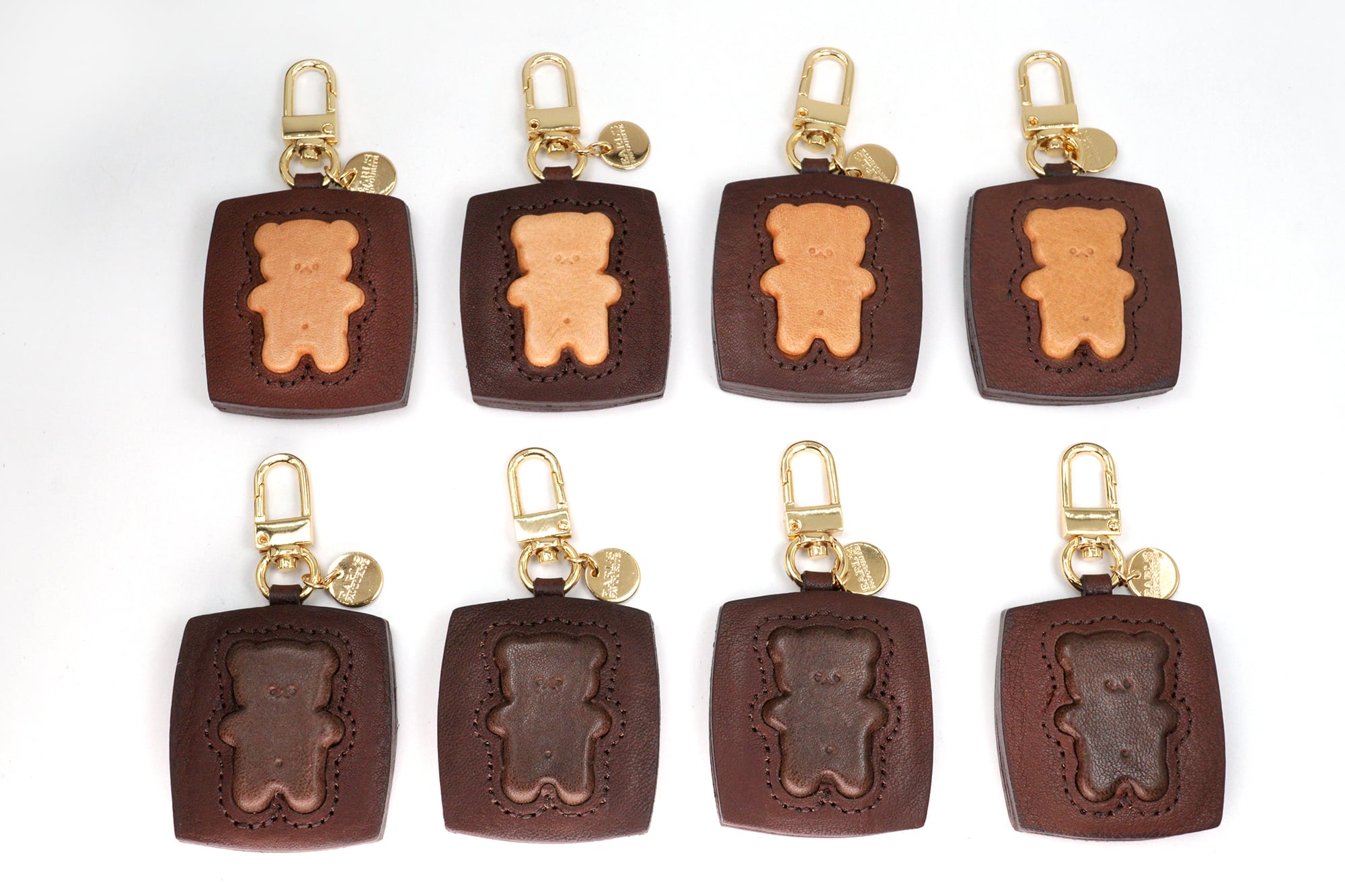 くまちゃんブラウニーのキーホルダー（本革製）／お菓子な革小物