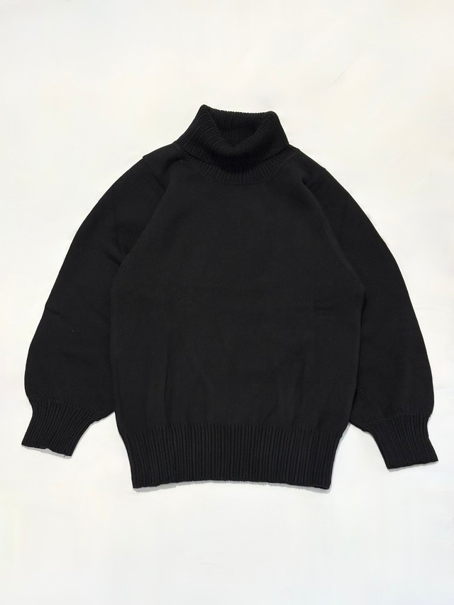 シサム工房Sisam Organic・オーガニックコットンニット　ボリュームスリーブTop・BK　26ASOKN0403