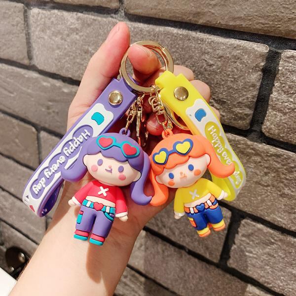 キャラクターキーチェーンストラップ 女の子 キーホルダー 装飾 カワイイ キーチェーン 漫画 ストラップ付