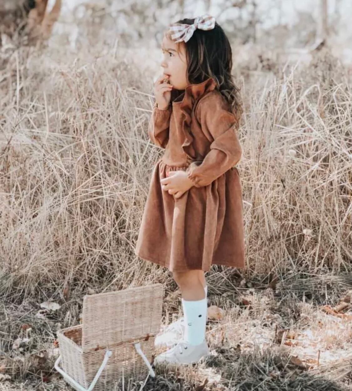 コーデュロイフリルワンピース》》》》》》》》海外子供服 プチプラ ワンピース ワントーン 女の子 キッズ ベビー