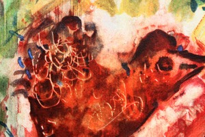 マルク・シャガール絵画「芸術家と恋人」作品証明書・展示用フック・限定300部エディション付複製画リトグラフ