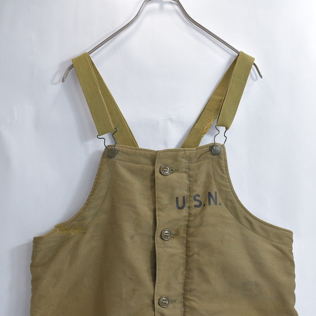 40s U.S.NAVY アメリカ海軍 N-1 デッキパンツ NXsx38068 ヴィンテージ ミリタリー オーバーオールビンテージ USA アメリカ古着 メンズMサイズ