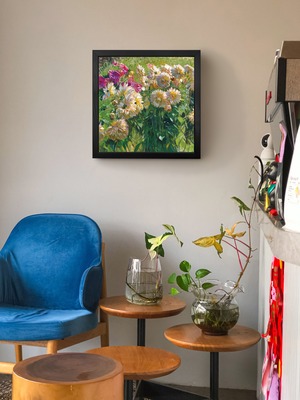 [額縁付き] Dahlias（ダリア） カール・モル アートポスター 323×323mm 風景画 額装 天然木 ポスターフレーム 木製 絵画 日本製 APFS036