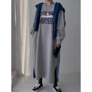 patchwork denim long sleeve sweatshirt dress(SN047)