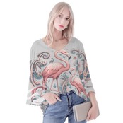 Women's Loose Chiffon Blouse with Puff Sleeves Paisley 4508