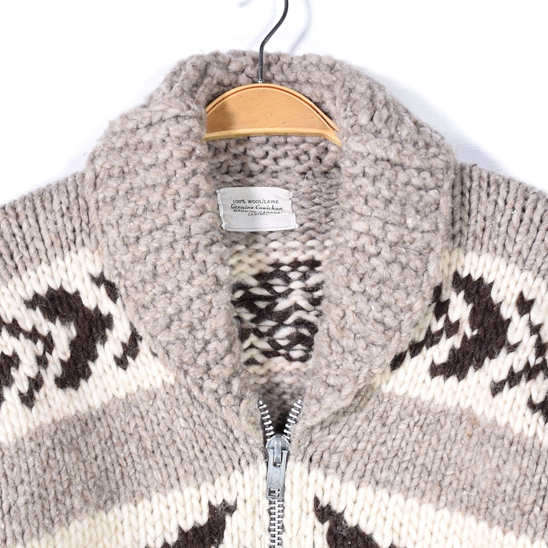FAB カウチン セーター カーディガン カナダ製 希少デザイン】FAB⭐︎カウチンカーディガン カナダ製 ウール Lサイズ
