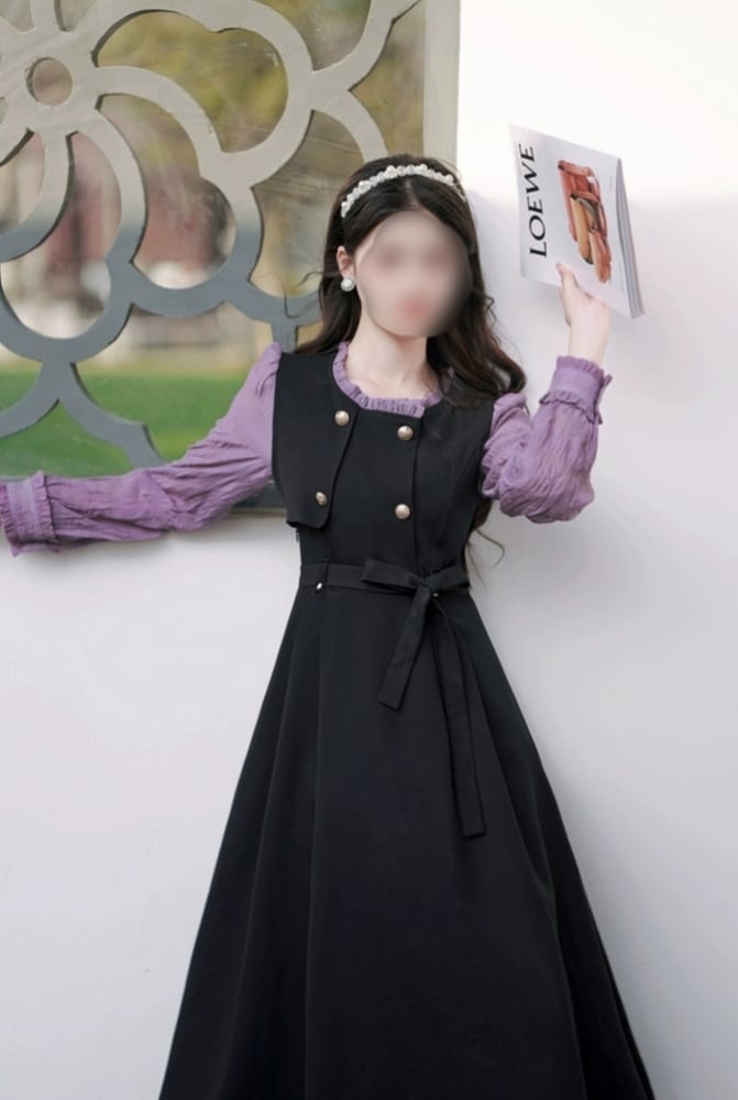 新品未使用　⭐️カタログ掲載配色切替デザインワンピース ドロストデザインダンボールワンピース-short & regular | 小柄・低