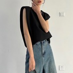 French Sleeveless Padded Shoulder Vest T-Shirt (ME435)